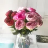 Decorative Flowers & Wreaths Heads Artificial White Peony Tea Rose Autumn Silk Fake Vase For DIY Home Garden Wedding Decoration PlantsDecora