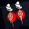 Charm Earrings Jewelry New Bohemia Round Hoop Leaf Dangle For Women Girls Colorf Metal Charms Drop Earring Summer Beach Party Gifts Delivery