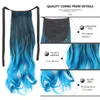 Synthetic Wigs Leeons Ombre Ponytail Body Wave Long Curly Tie Up Hair Clip In Hairpiece For WomenSynthetic