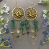 Dangle Chandelier Sun Chip Rock Crystal Boucles d'oreilles // Stars Moon Boho Hippie Boho Celestial Witchy JewelryDangle