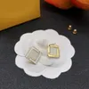 Fashion Square Classic Stud Earrings White Enamel Luxury Design Earring Women Party Wedding Jewelry6376927