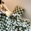 Högkvaliterad Weighted Blanket Pillow Cases Plaid Soft Portable Warm Bäddsoffa Resa Vår Höst Vinter 40 * 60In 60 * 80in Kvinnor Kids Fleece Blankets Bulk Black Green