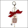 Anahtarlık moda aksesuarları yaratıcı el yapımı diy elmas şişe alaşım bow pearl lüks anahtarlık anahtarlar cazibe kolye ys068 3505627