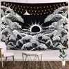 Sepyue – tapisserie ondulée Kanagawa, grand tapis mural ondulé avec soleil, noir et blanc, pour chambre, impression artistique, J220804