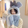 Beanie/Skull Caps Autumn and Winter Female Hat Plush Warm Lovely Scarf Glove One-Piece Three Piece Set Student Korean Conneined Hatbeanie/SK