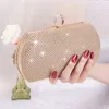 NXY Borsa da sera da donna Pochette con anello di diamanti Borsa da sposa di lusso e borsetta Spalla da banchetto per feste in argento dorato 0425