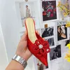 2022 primavera e l'estate film in PVC fiore di strass punta Baotou tacchi alti sexy indossando pantofole stile fata scarpe da donna