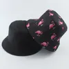 Berets 2022 Panama Bucket Hat Hat Summer Sun Hats for Women Men Flamingo Bird Print Fisherman Bob Fishing Cap