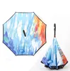 Parapluie de voiture de conception spéciale Parapluies inversés Poignée C Double couche à l'envers Coupe-vent Plage Pliage inversé Parapluie ensoleillé / pluvieux SN4515