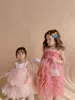 Robes de fille Vêtements de bébé pour les filles Tulle Jarretelles Enfant Mariage Princesse Élégante Robe d'anniversaire Demoiselle d'honneur Fête Été 8 12Y