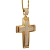 Anhänger Halsketten Big Cross Männliche Goldfarbe Edelstahl Mikro -Pave CZ Jesus Halskette für Männer Hip Hop Hop Out JuwelryPendant