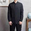 2022 mannen Chinese stijl katoenlinnen Linnen SHIRTS SHIRTS MANNEN Kleding Retro Tang Suit Stand Up Up Kraag Top Plus Size Kleding Man L220706