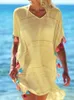 Kvinnor Tassel Dress Summer V Neck Ladies Blus Shirt Swimming Tops Striped Bikini Cover Up Swimwear Beach Salida DE 220524
