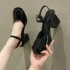 Elbise Ayakkabı Blok Topuklu Bej Topuklu Sandalet Moda Kadınlar 2022 All-Match Espadrilles Platform Mary Jane Tıknaz Siyah Lüks Yaz Cdress