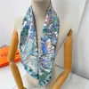 Ручной ручной рулон Twill Silk шарф женский диск животных здания печать квадратные шарвы ECHARPES FOLARS FEMME Wraps Bandana Hijab 90см * 90см