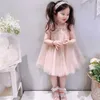 Fashion-Qulaity été bébé filles robes enfants fille dentelle coton robe enfants rose vêtements 80-160 taille