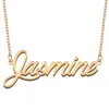 Collane con ciondolo Collana con nome gelsomino per donna Gioielli in acciaio inossidabile Placcato oro 18k Targhetta Femme Mother Girlfriend GiftPendant