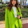Kondala Office Lady Fluorescent Green Blazer Women V Mujeres V Cuello Single Botón Vintage Elegante Outwears 220801