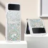 Luxury Bling Liquid Quicksand Falls för Samsung Z Flip 3 5 4 Flip3 Z Flip4 iPhone 14 13 12 11 Pro Max XS XR 7 8 Plus Silicone Glitter stockskyddande omslag