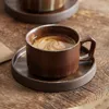 Style japonais Vintage Vintage Cappuccino Coffee tasse de café et soucoupe Set à la main personnalisée personnalisée Latte Art Drip Mug 220621