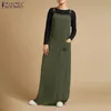 Zanzea Kadınlar Yaz Sundress Zarif Tulumlar Giyin Katı Sakyajcılar Vestidos Kadın Kare Boyun Toka Robe 7 220521