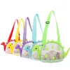 Kids Beach Shell Bags Cartoon Dinosaur Shape Seashell Toys Collection Storage Bag Outdoor Mesh Tote Portable Zipper Sand Away Pouch 5 Colors