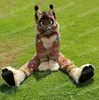 Costume de mascotte de chien Husky Fox en fourrure longue d'Halloween, tenue de personnage de dessin animé de haute qualité, tenue de carnaval, taille adulte, fête d'anniversaire, tenue d'extérieur, tenue unisexe