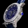 TWSF 5073 eeuwige kalender Moon Fase CH29-535 Automatische heren Watch-horloge verharde rechthoek Diamanten kas blauwe wijzerplaat diamantmarkeringen lederen riem super editie puretime lederen
