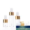 100pcs Dropper Bottles 1ml 2ml 3ml 5ml Pipette Bottle Gold Cap Transparent Glass Vial for Essential Oil Essence Perfume Reagent