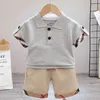 Boy Set Baby Boys Suit 2022 New Cotton Summer Casual Outing Clothes Top Shorts 2PCS Abbigliamento per bambini Infant Kids Fashion G220509