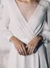 بسيط طويل الأكمام الشيفون فستان الزفاف 2022 الخامس الرقبة الطابق طول ل العروس رداء دي ماري مخصص بيغيوميا vestidos دي noiva