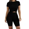 Été grande taille 3XL 4XL solide survêtements femmes T-shirt Shorts coton 2 pièces ensembles survêtements mode chemises pantalons courts vêtements décontractés