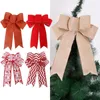 Decorative Flowers & Wreaths Large Christmas Bowknot 5 Colors Ribbon Bows Tree Hanging Ornaments Party Gift Present Xmas Decor 2022 Navidad