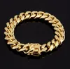 10mm Mens Miami Cuban Link Pulseira Colares Conjunto de Corrente Banhado a Ouro 18k