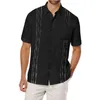 Mens Guayabera skjortor Casual Button Down Short Sleeve Linen Cotton Cuban Camp Beach Brodery Shirt Topps Men Camisa Masculina L220704