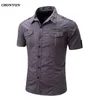 Vår varumärke Herrskjorta Business Slim Fit Short Sleeve Casual T Shirts Solid Snabbtorkad Andningsbar Man Kläder EUR 3xL 220323
