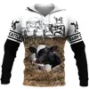 Heren Hoodies Sweatshirts Men Hoodie Farmer Dairy Cattle 3D Gedrukte pullover Hooded Women Sweatshirt Fashion Unisex Street Zipper Jacketme