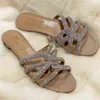 Slippers Fashion Flip Flops Women' Diamond Strip Flat with Summer Party Shoes Woman Outside Wear Comfort Female Slides 220530