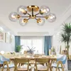 Pendant Lamps Modern Living Room LED Chandelier Smoke Grey/Clear Glass Dining Bedroom Lamp Gold Home Deco Hanging Light FixturesPendant