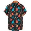 Camisas casuais masculinas Botões de verão havaianos masculinos Tops Cool Tops Guitars Música Padrões de Música Unissex Oversizadores Vintage Vintage