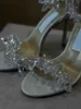 أحذية صندل صيفية فاخرة مايزل كريستال لؤلؤة صندل مزينة حذاء الكاحل حزام النساء الأنيقة مصممة العلامة التجارية Maisel High Heels Lady Foowear EU35-43