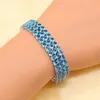 Lien Bracelets Chaîne De Mode Argent Couleur Bracelet Pour Femmes Supérieure Bleu Cubique Zircone Réglable Longueur 18 2cmLien