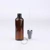 Bouteille vide de Lotion en plastique ambre de 100ml, récipient de shampoing pour animaux de compagnie de 100g avec pompe, emballage à couvercle noir, 30 pièces/lot