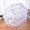 White Parasols Wedding Bride Bridesmaid Decorative Umbrella Small Dentear Innewless Steel Handle Wedding Supplies