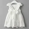 여자의 드레스 여름 여자 드레스 순수한 흰색 기질 자수 캐주얼 슬리브 레벨리스 파티 공주 어린이 아기 아이 여자 여자 clo
