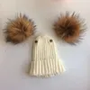 CAPS HATS Kids Winter Toddler Baby Faux Fur Futterfly Pumpy Tie Hat Cap Beanie med 2 två dubbla pom poms halsdukörar för flickor.