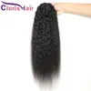 Kinky Straight Claw On Ponytail Brazilian Virgin Coarse Yaki Clip In Human Hair Extensions Full Natural Ponytails Hairpiece For Black Women