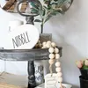 Wall Decor Wood Bead Garland met kwastjes en DIY Tag Boerderij Kralen Vintage Woondecoratie