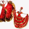 ステージウェア女性スペインドレスフラメンコスカートダンスコスチュームスペインのジプシースカートビッグダンスフラワーコーラスウーマンステージのパフォーマンス