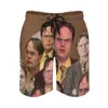 Herr shorts dwight schrute grupp styrelse kontoret kurt rolig jim halpert söta korta byxor män tryck plus storlek badstammar gåva